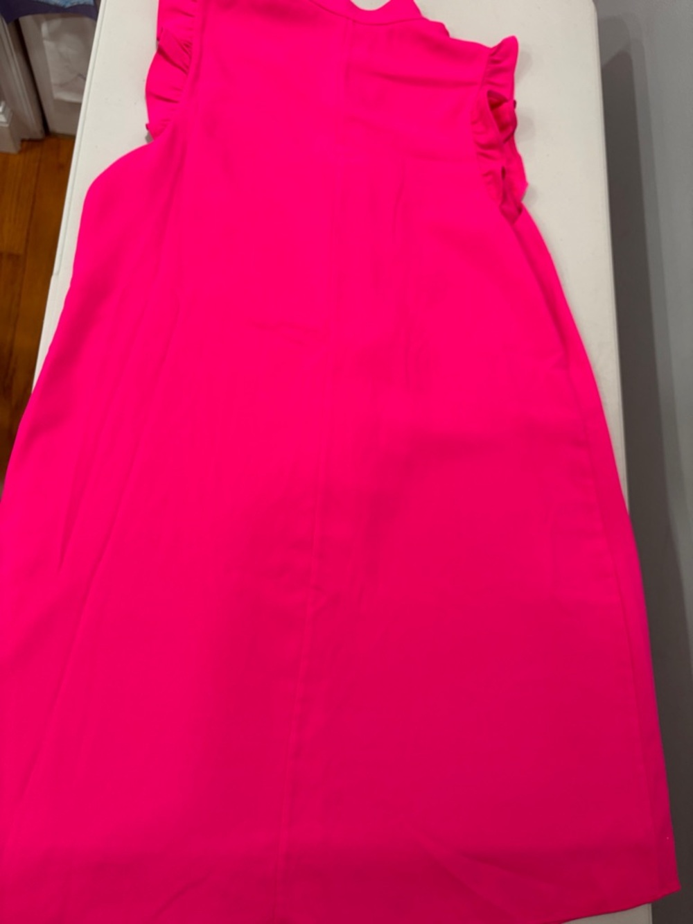 Lilly Pulitzer Adalee Hot Pink Ruffle Pearl-Trim A-Line Dress - Picture 4 of 4